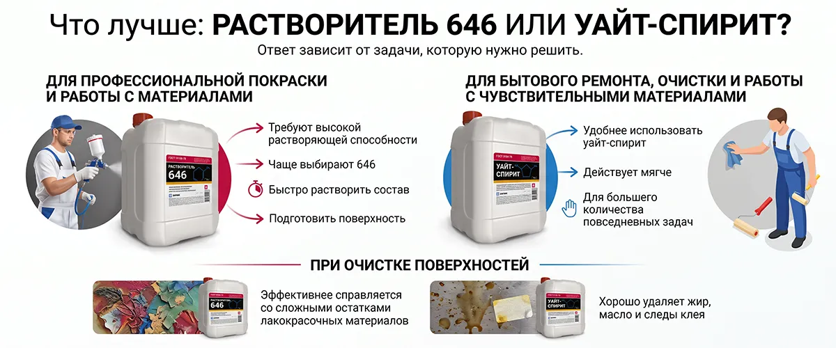 Что лучше: уайт-спирит или растворитель 646