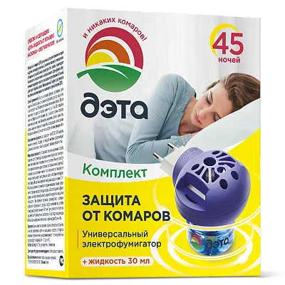 ДЭТА комплект от комаров: жидкость 30 мл + электрофумигатор