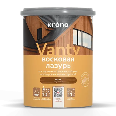 Vanty Восковая лазурь для деревянных фасадов, заборов, интерьеров и садовых строений, 0,75 л