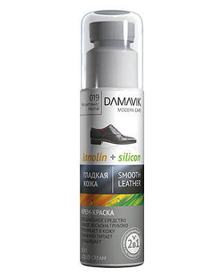 Крем-краска «DAMAVIK» для ухода за изделиями из гладкой кожи новая формула: силикон + ланолин